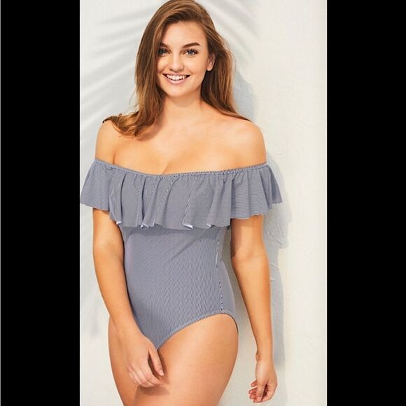 Uncommon Sense Off-Shoulder Ruffle One-Piece Swimsuit XL - Picture 1 of 11